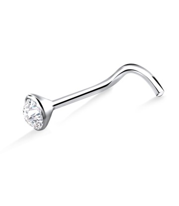 4mm. Bezel Set Rhinestone Silver Curved Nose Stud NSKB-14